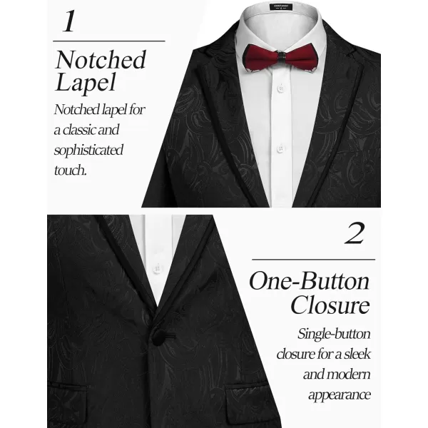 COOFANDY Men's Floral Suit Jacket Embroidered Wedding Blazer Party Dinner Tuxedo)