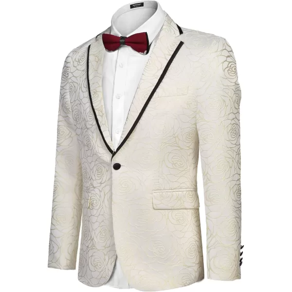 COOFANDY Men's Floral Suit Jacket Embroidered Wedding Blazer Party Dinner Tuxedo)