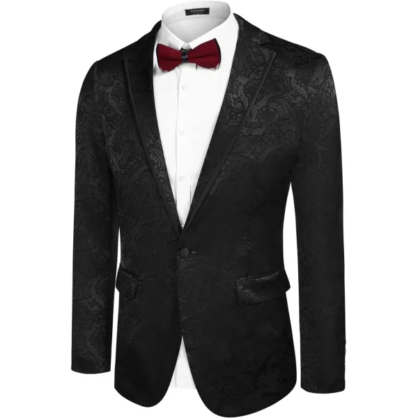 COOFANDY Men's Floral Suit Jacket Embroidered Wedding Blazer Party Dinner Tuxedo)