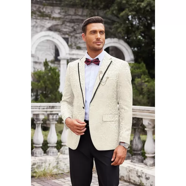 COOFANDY Men's Floral Suit Jacket Embroidered Wedding Blazer Party Dinner Tuxedo)