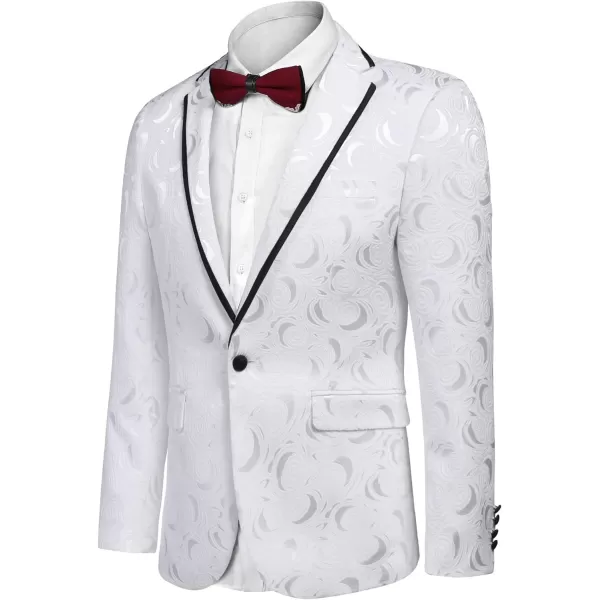 COOFANDY Men's Floral Suit Jacket Embroidered Wedding Blazer Party Dinner Tuxedo)