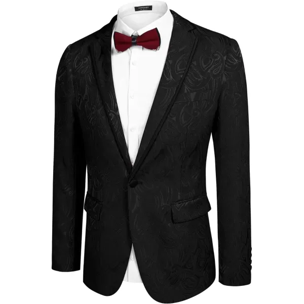 COOFANDY Men's Floral Suit Jacket Embroidered Wedding Blazer Party Dinner Tuxedo)