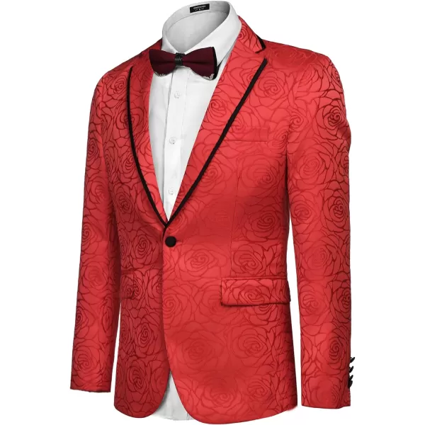 COOFANDY Men's Floral Suit Jacket Embroidered Wedding Blazer Party Dinner Tuxedo)