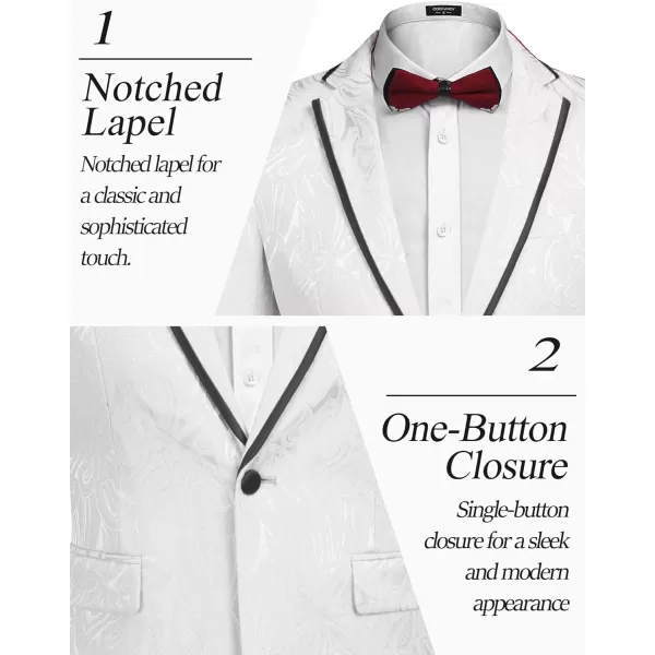COOFANDY Men's Floral Suit Jacket Embroidered Wedding Blazer Party Dinner Tuxedo)