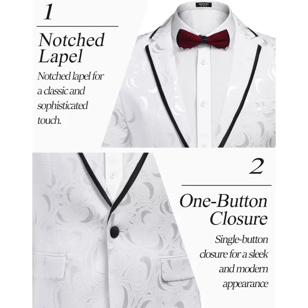 COOFANDY Men's Floral Suit Jacket Embroidered Wedding Blazer Party Dinner Tuxedo)