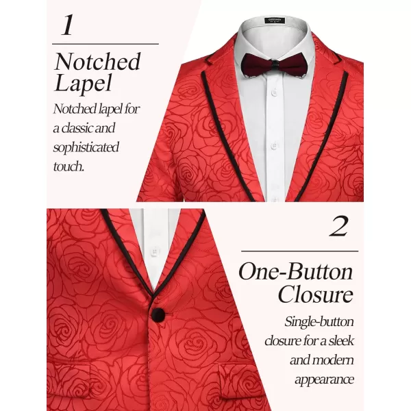 COOFANDY Men's Floral Suit Jacket Embroidered Wedding Blazer Party Dinner Tuxedo)