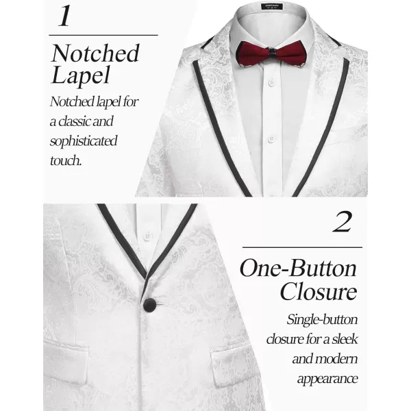 COOFANDY Men's Floral Suit Jacket Embroidered Wedding Blazer Party Dinner Tuxedo)