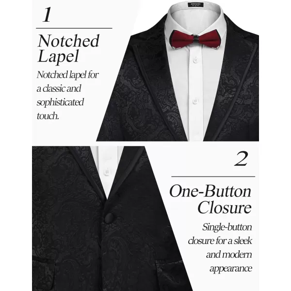 COOFANDY Men's Floral Suit Jacket Embroidered Wedding Blazer Party Dinner Tuxedo)