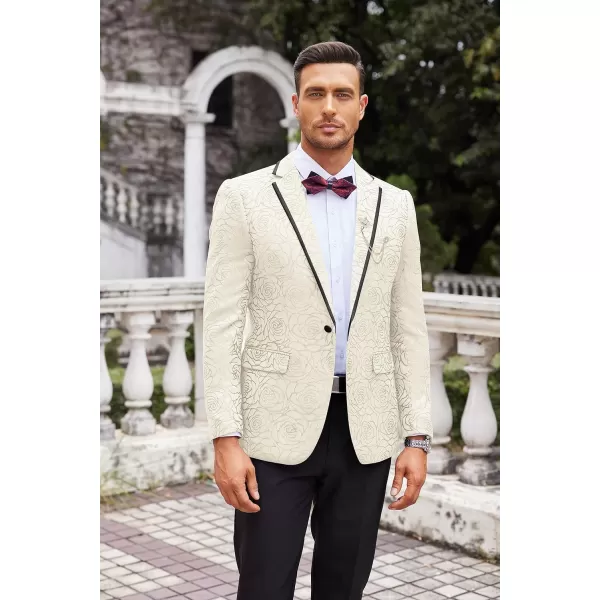 COOFANDY Men's Floral Suit Jacket Embroidered Wedding Blazer Party Dinner Tuxedo)