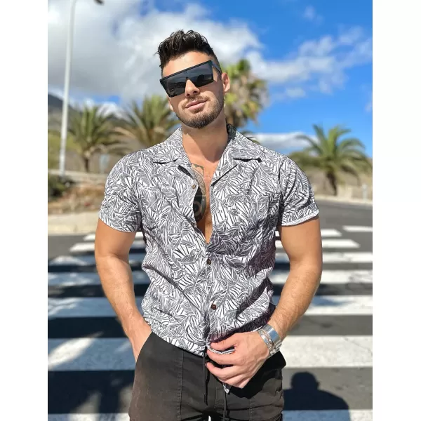 COOFANDY Men's Hawaiian Floral Shirts Cotton Linen Button Down Tropical Holiday Beach Shirts