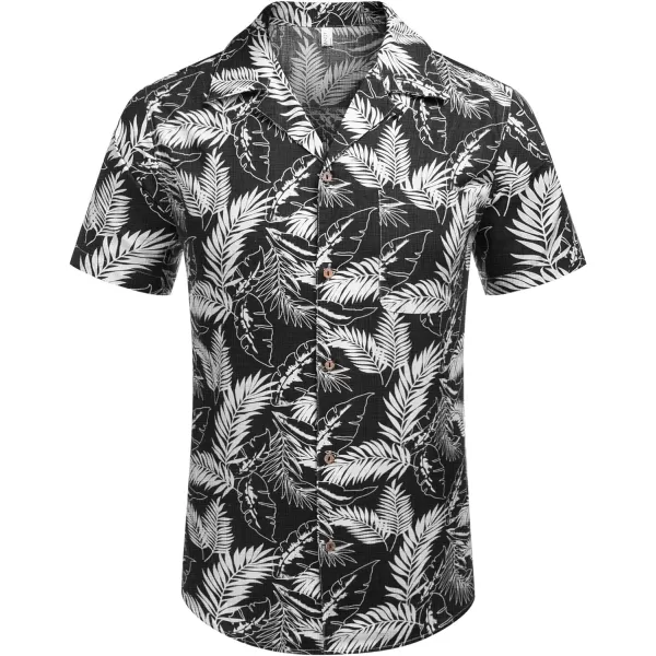 COOFANDY Men's Hawaiian Floral Shirts Cotton Linen Button Down Tropical Holiday Beach Shirts