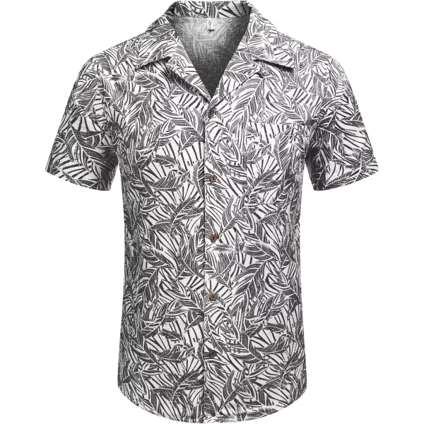 COOFANDY Men's Hawaiian Floral Shirts Cotton Linen Button Down Tropical Holiday Beach Shirts