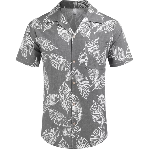 COOFANDY Men's Hawaiian Floral Shirts Cotton Linen Button Down Tropical Holiday Beach Shirts