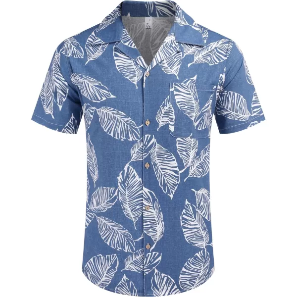 COOFANDY Men's Hawaiian Floral Shirts Cotton Linen Button Down Tropical Holiday Beach Shirts