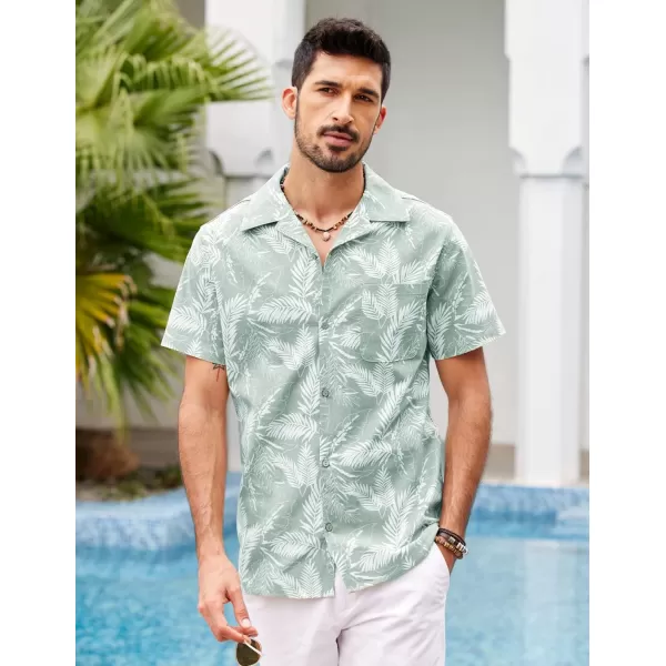 COOFANDY Men's Hawaiian Floral Shirts Cotton Linen Button Down Tropical Holiday Beach Shirts