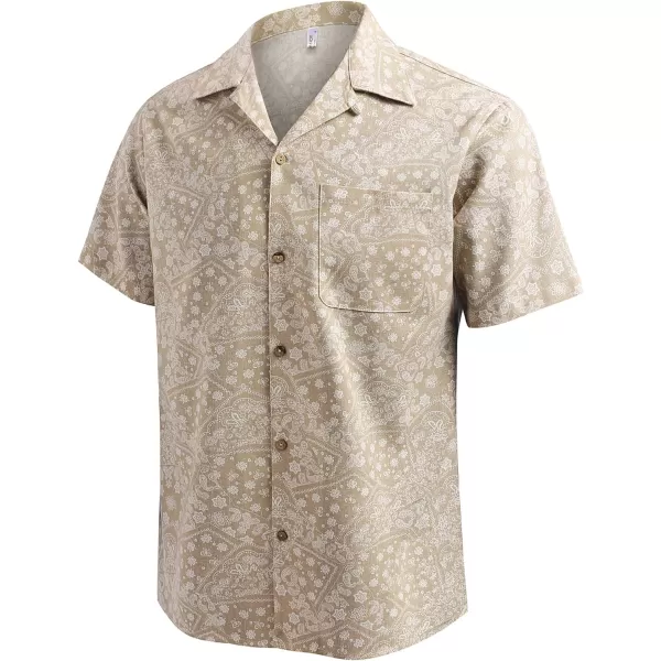 COOFANDY Men's Hawaiian Floral Shirts Cotton Linen Button Down Tropical Holiday Beach Shirts