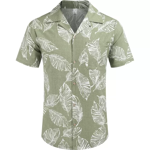 COOFANDY Men's Hawaiian Floral Shirts Cotton Linen Button Down Tropical Holiday Beach Shirts
