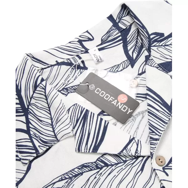COOFANDY Men's Hawaiian Floral Shirts Cotton Linen Button Down Tropical Holiday Beach Shirts