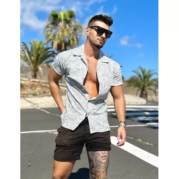 COOFANDY Men's Hawaiian Floral Shirts Cotton Linen Button Down Tropical Holiday Beach Shirts
