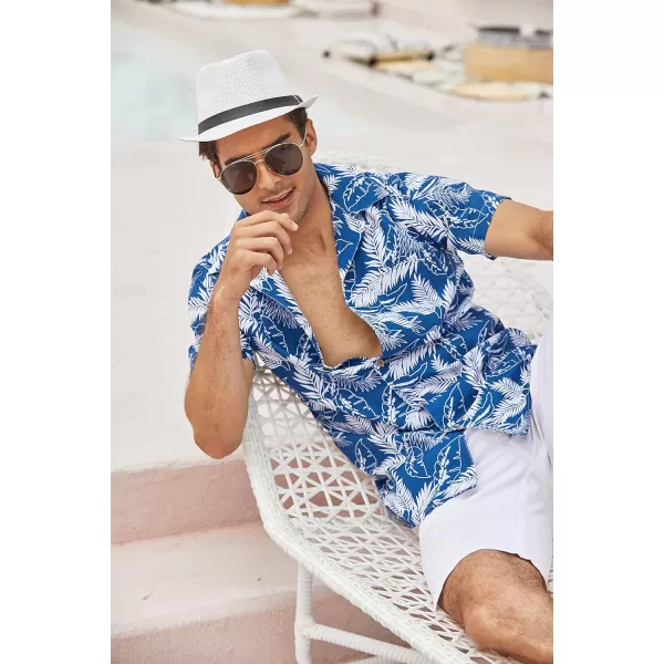 COOFANDY Men's Hawaiian Floral Shirts Cotton Linen Button Down Tropical Holiday Beach Shirts