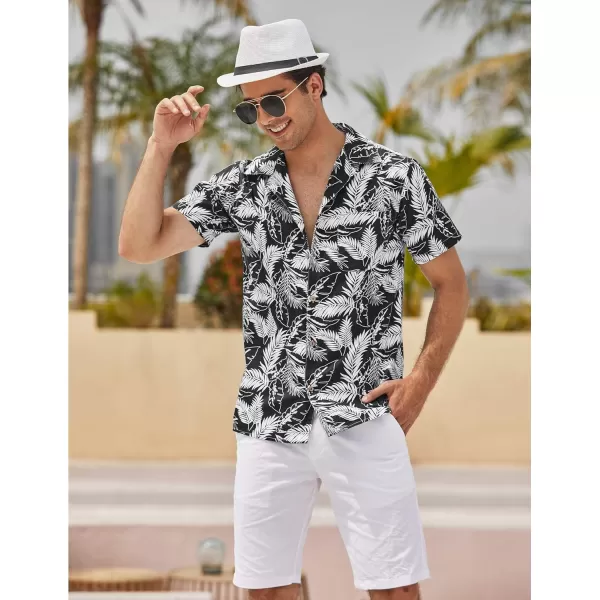COOFANDY Men's Hawaiian Floral Shirts Cotton Linen Button Down Tropical Holiday Beach Shirts