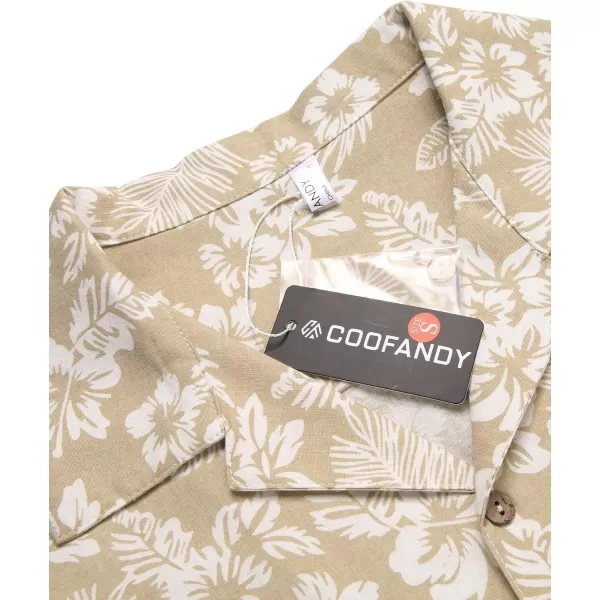 COOFANDY Men's Hawaiian Floral Shirts Cotton Linen Button Down Tropical Holiday Beach Shirts