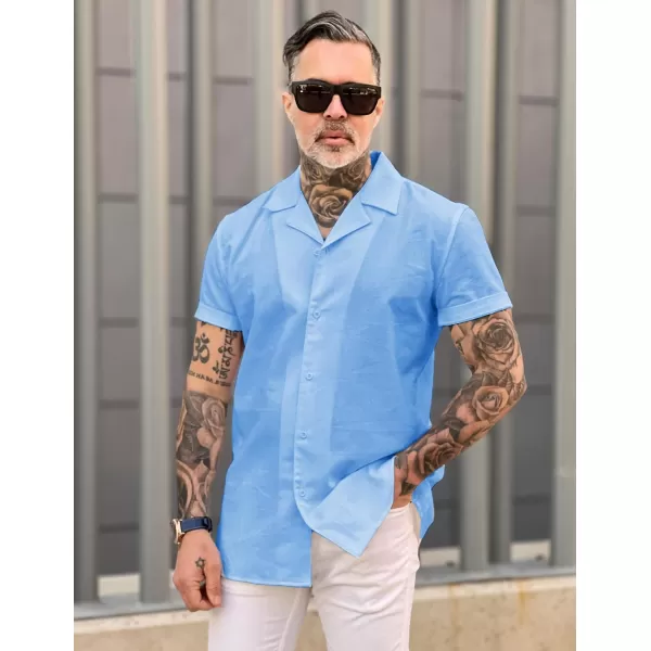 COOFANDY Men's Hawaiian Floral Shirts Cotton Linen Button Down Tropical Holiday Beach Shirts