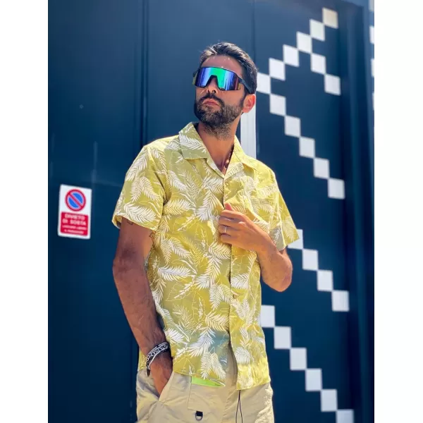 COOFANDY Men's Hawaiian Floral Shirts Cotton Linen Button Down Tropical Holiday Beach Shirts