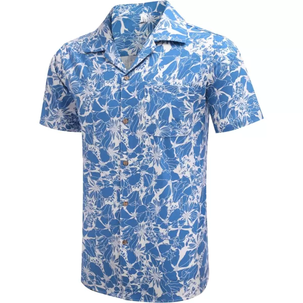 COOFANDY Men's Hawaiian Floral Shirts Cotton Linen Button Down Tropical Holiday Beach Shirts