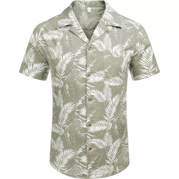 COOFANDY Men's Hawaiian Floral Shirts Cotton Linen Button Down Tropical Holiday Beach Shirts