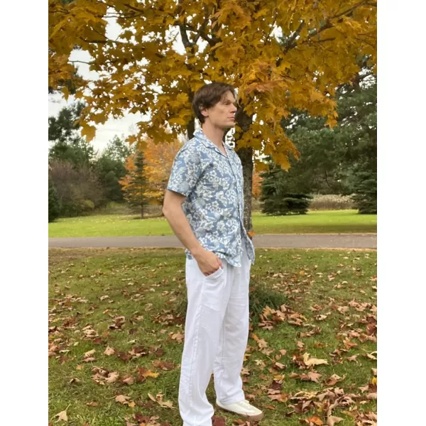 COOFANDY Men's Hawaiian Floral Shirts Cotton Linen Button Down Tropical Holiday Beach Shirts