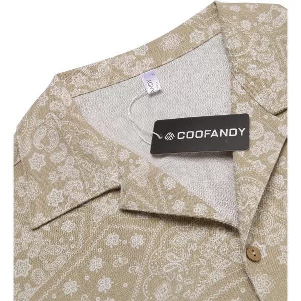 COOFANDY Men's Hawaiian Floral Shirts Cotton Linen Button Down Tropical Holiday Beach Shirts