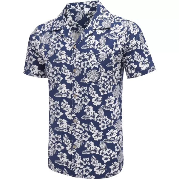 COOFANDY Men's Hawaiian Floral Shirts Cotton Linen Button Down Tropical Holiday Beach Shirts