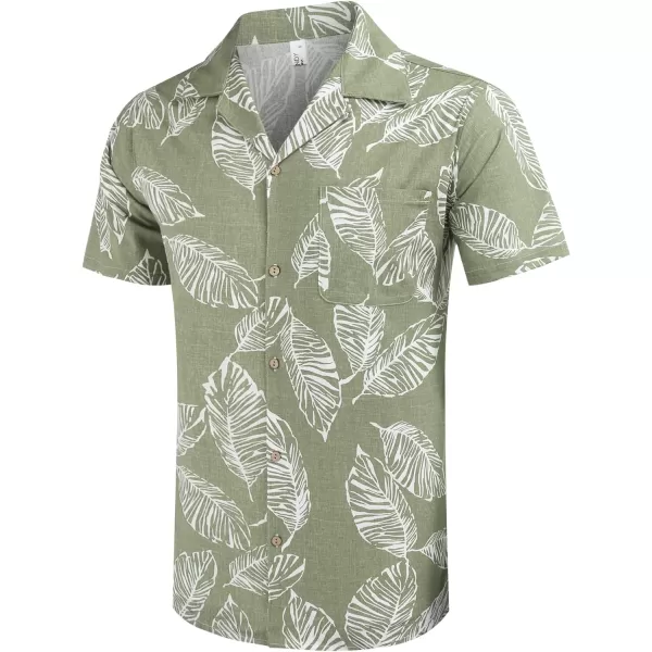 COOFANDY Men's Hawaiian Floral Shirts Cotton Linen Button Down Tropical Holiday Beach Shirts