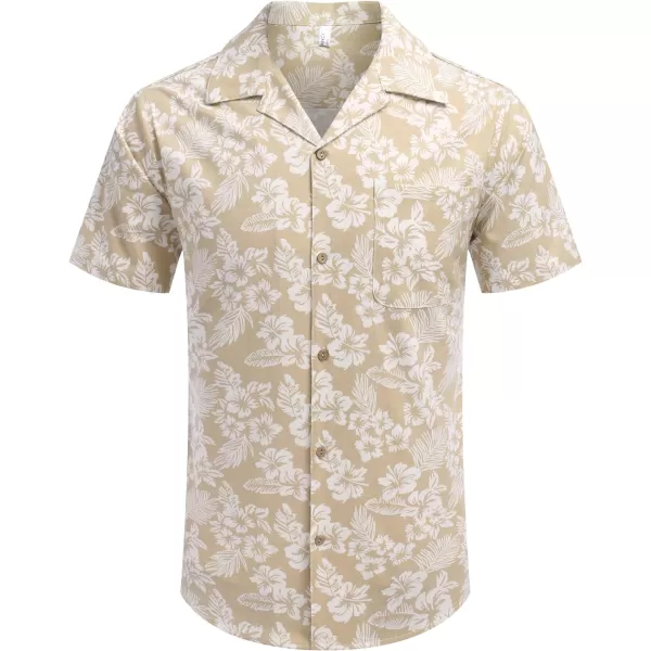 COOFANDY Men's Hawaiian Floral Shirts Cotton Linen Button Down Tropical Holiday Beach Shirts