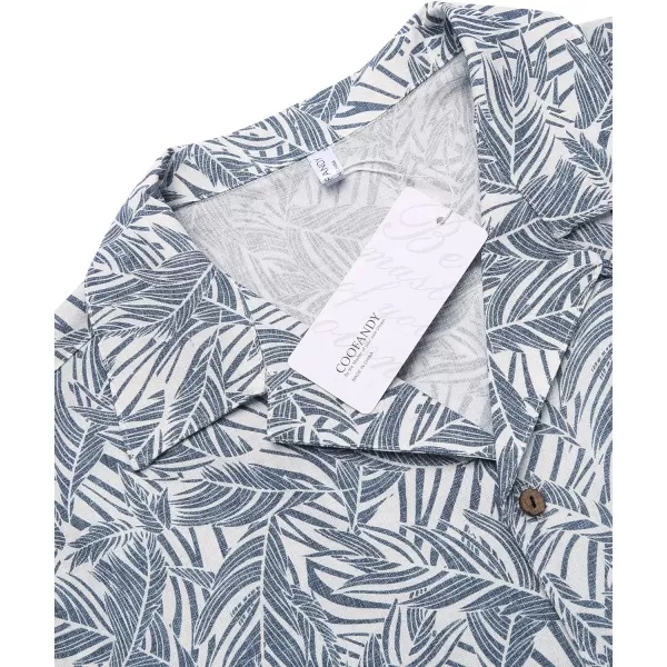 COOFANDY Men's Hawaiian Floral Shirts Cotton Linen Button Down Tropical Holiday Beach Shirts