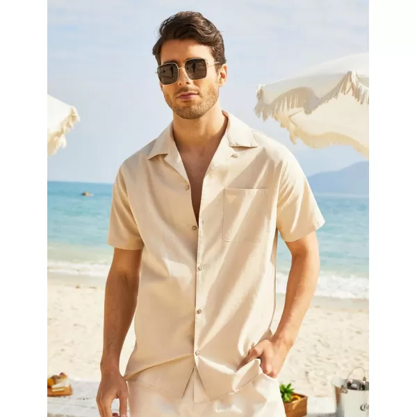 COOFANDY Men's Hawaiian Floral Shirts Cotton Linen Button Down Tropical Holiday Beach Shirts