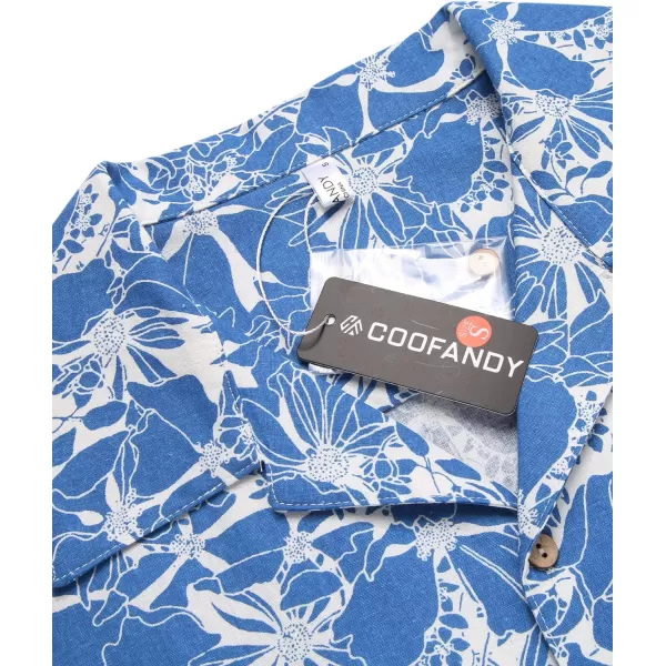 COOFANDY Men's Hawaiian Floral Shirts Cotton Linen Button Down Tropical Holiday Beach Shirts