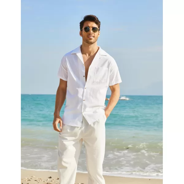 COOFANDY Men's Hawaiian Floral Shirts Cotton Linen Button Down Tropical Holiday Beach Shirts