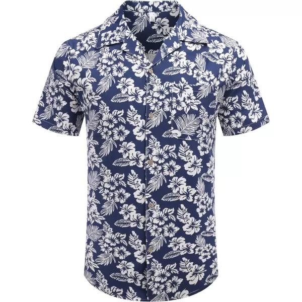 COOFANDY Men's Hawaiian Floral Shirts Cotton Linen Button Down Tropical Holiday Beach Shirts