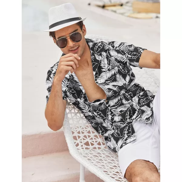 COOFANDY Men's Hawaiian Floral Shirts Cotton Linen Button Down Tropical Holiday Beach Shirts