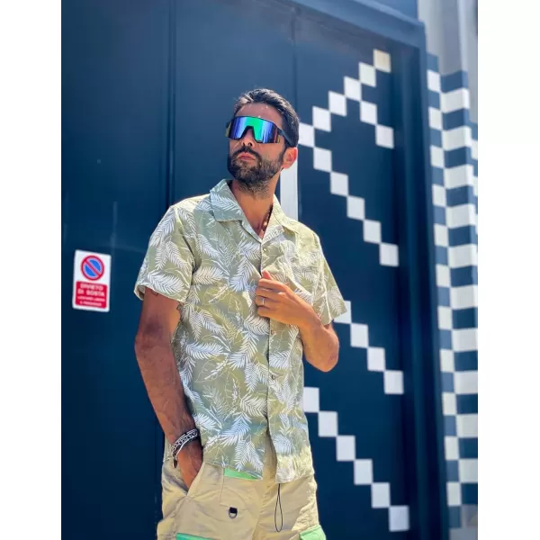 COOFANDY Men's Hawaiian Floral Shirts Cotton Linen Button Down Tropical Holiday Beach Shirts