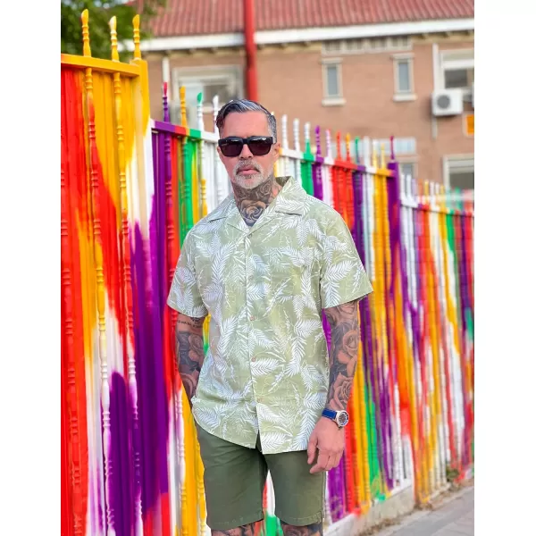 COOFANDY Men's Hawaiian Floral Shirts Cotton Linen Button Down Tropical Holiday Beach Shirts