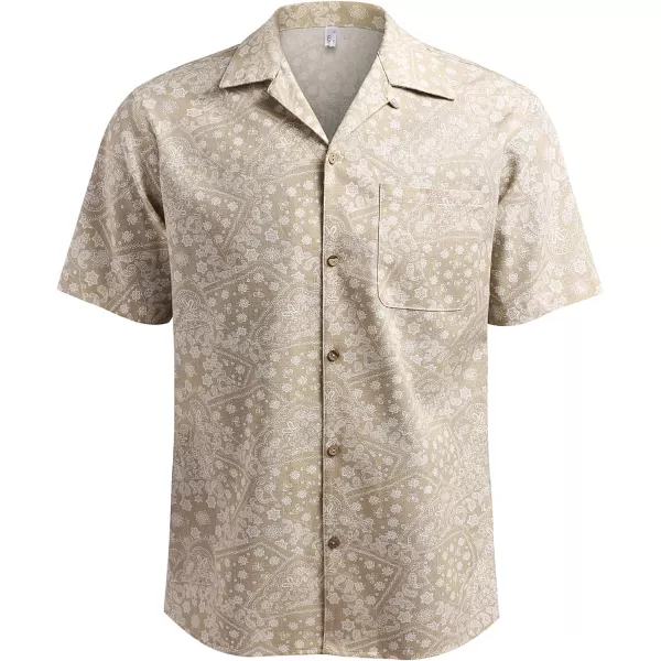 COOFANDY Men's Hawaiian Floral Shirts Cotton Linen Button Down Tropical Holiday Beach Shirts