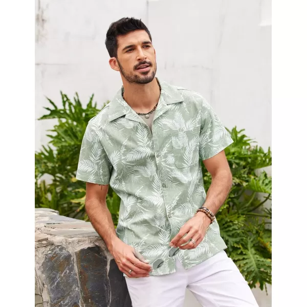 COOFANDY Men's Hawaiian Floral Shirts Cotton Linen Button Down Tropical Holiday Beach Shirts