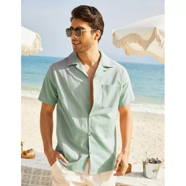 COOFANDY Men's Hawaiian Floral Shirts Cotton Linen Button Down Tropical Holiday Beach Shirts