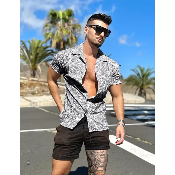 COOFANDY Men's Hawaiian Floral Shirts Cotton Linen Button Down Tropical Holiday Beach Shirts