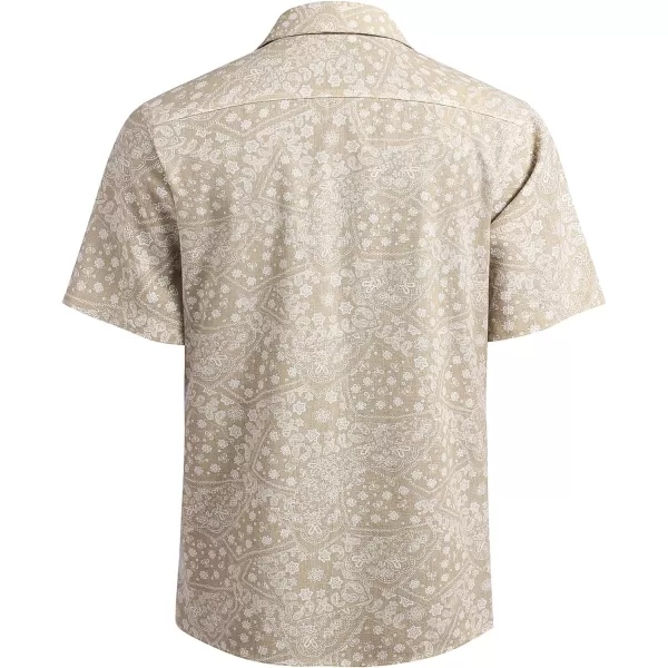 COOFANDY Men's Hawaiian Floral Shirts Cotton Linen Button Down Tropical Holiday Beach Shirts