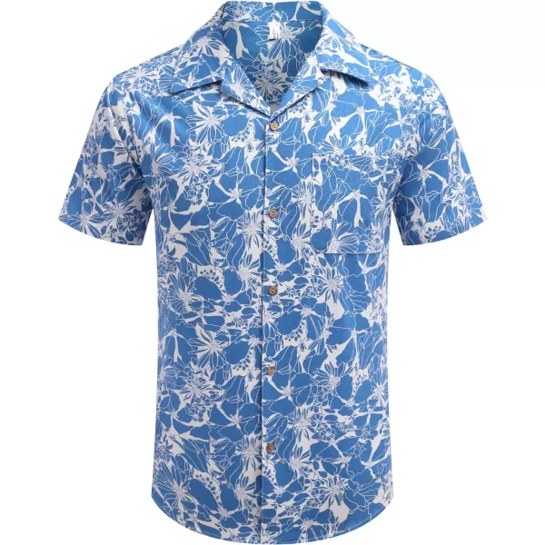 COOFANDY Men's Hawaiian Floral Shirts Cotton Linen Button Down Tropical Holiday Beach Shirts