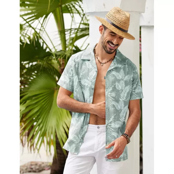 COOFANDY Men's Hawaiian Floral Shirts Cotton Linen Button Down Tropical Holiday Beach Shirts